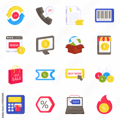 Pack of Shopping Flat Icons 

