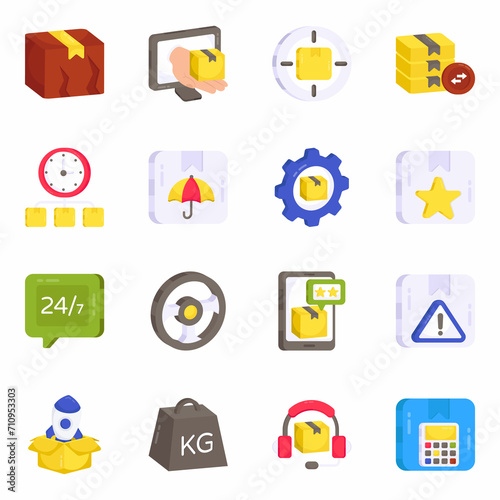 Pack of Logistic and Shipment Flat Icons 

