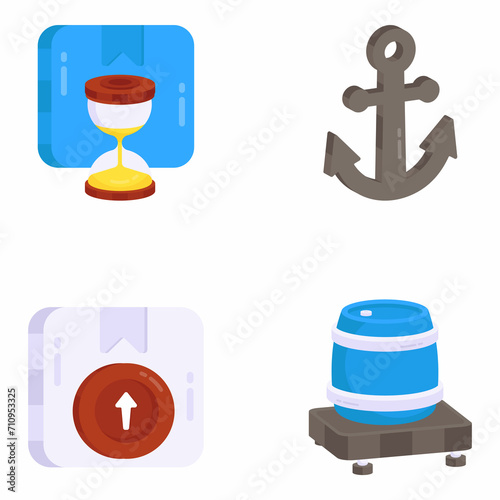 Pack of Logistic and Freight Flat Icons 

