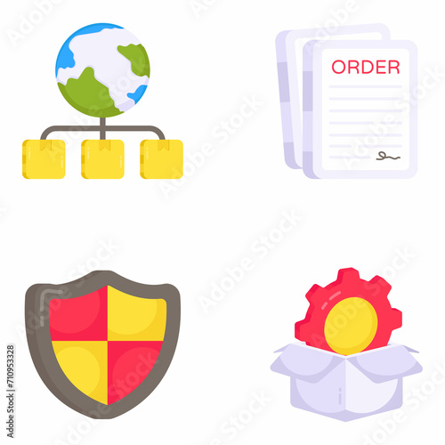 Pack of Logistic, Freight and Shipment Flat Icons 


