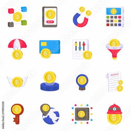 Pack of Bitcoin Flat Icons 

