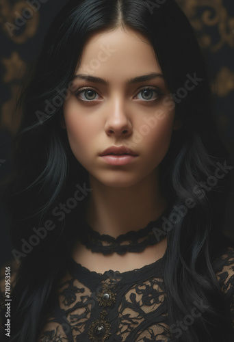 Dark decor portrait of a woman