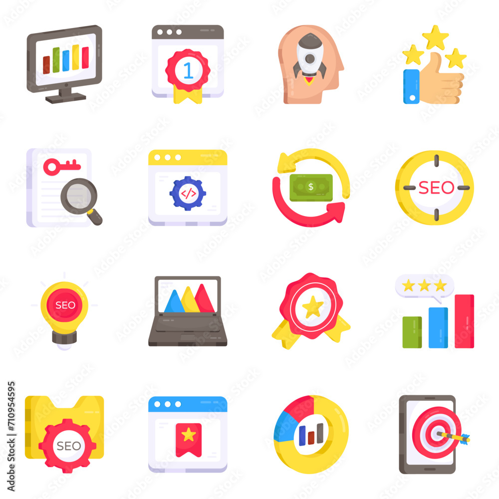 Pack of Search Engine Optimization Flat Icons
Pack of Search Engine Optimization Flat Icons