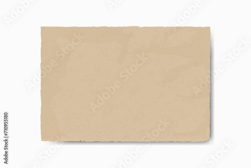 Kraft recycled texture paper background, grunge old parchment banner template. Vector illustration.