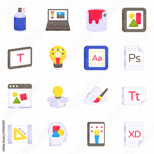 Pack of Designing and Art Flat Icons 

