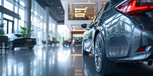 luxury car in a car showroom close-up Generative AI photo