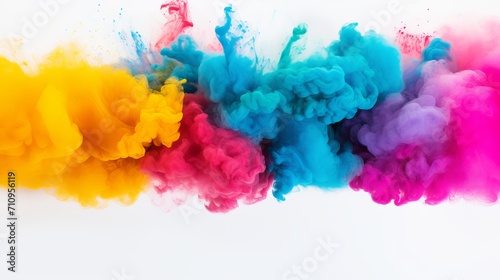 An explosion of colored powder on a white background.