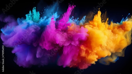 An explosion of colored powder on a white background.