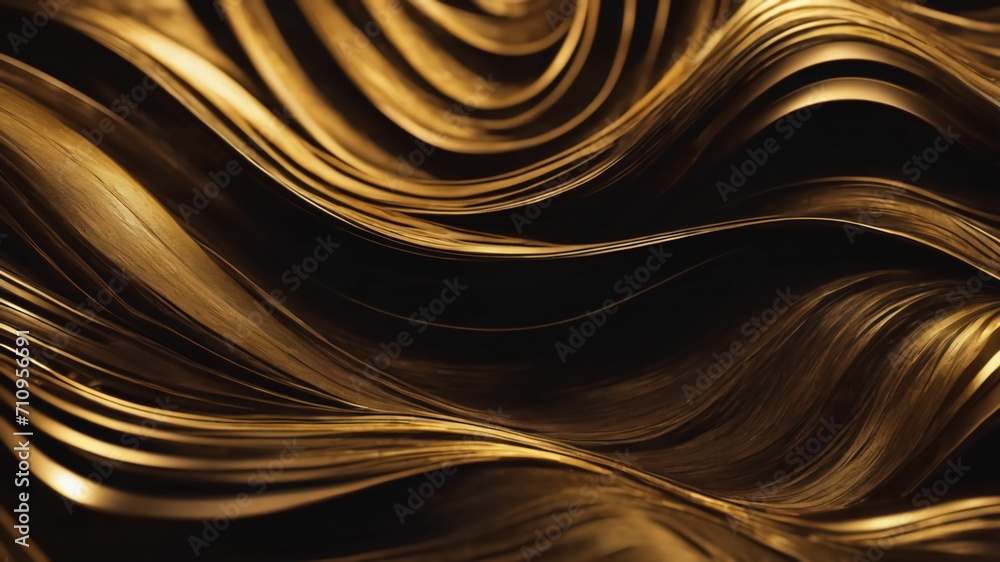 3D abstract wallpaper. Three-dimensional dark golden and black background. golden wallpaper. Black and gold background.Ai generative