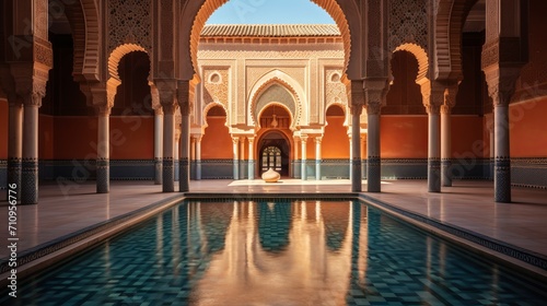 Architecture that is in the moroccan style. photo