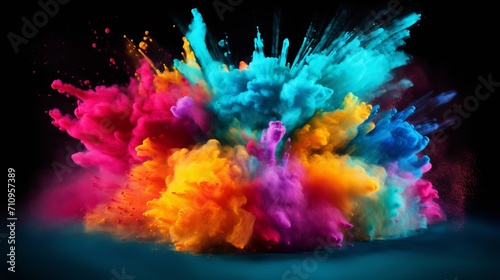 Colorful powder explosions are a part of the celebration of holi  which is an art concept of colors.