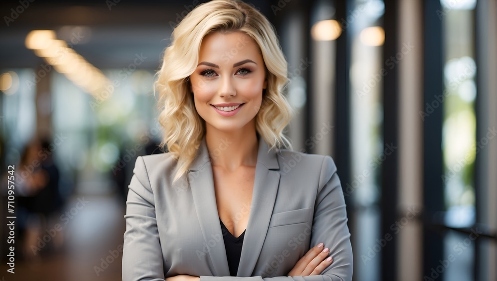 business woman posing with her arms crossed and smiling in a suit at the company, corporate company photo, business woman business woman posing with her arms crossed and smiling in a suit at the company, corporate company photo, business woman