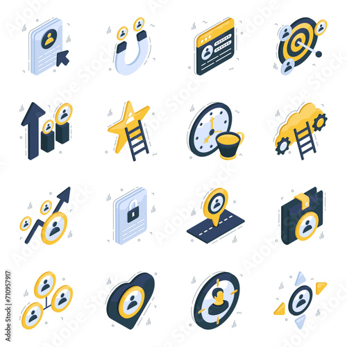 Pack of Employment Isometric Icons 

