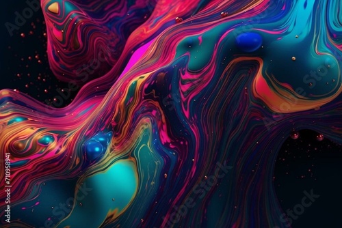 Vibrant liquid swirls adorned with glitter. Captivating abstract banner. Generative AI