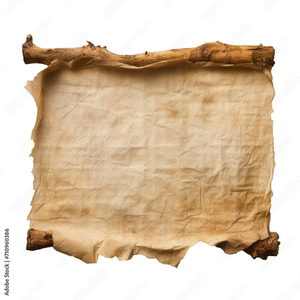 An Ancient Scroll. Cutout isolated on a transparent background. PNG - AI Generative