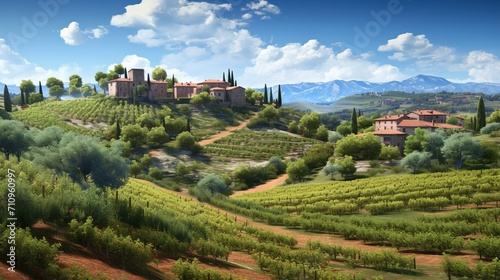 Italian Vineyard Landscape