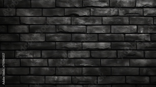 The wall is made of black brick and has a textured background.