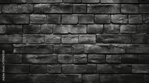 The wall is made of black brick and has a textured background.