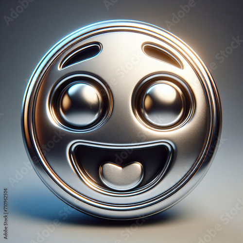 happy 3d silver emoji