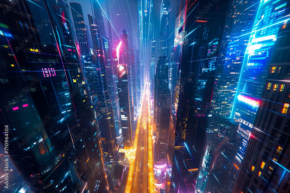 futuristic cityscape, bathed in the glow of neon lights futuristic cityscape, bathed in the glow of neon lights