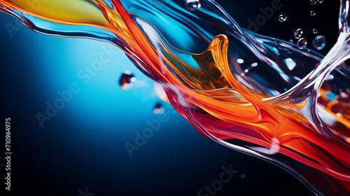 A clear liquid splash is captured in a macro shot with empty space in the background