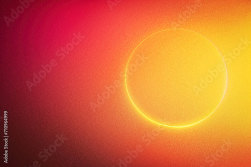 Solar Blaze: Orange and Red with a Neon Yellow Circle in the Center, Creating a Smooth Glimmer Gradient Abstract Grainy Background Wallpaper Texture with Noise, Ideal for an Energetic Web Banner Desig