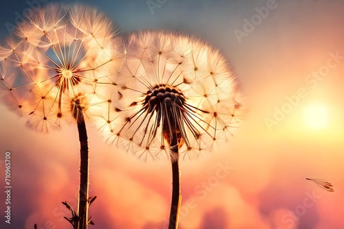 Dandelion Wishes in Sunset Breeze