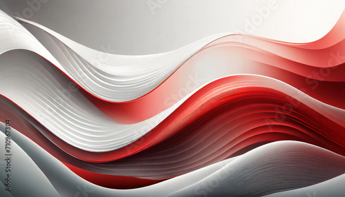 3D Light White Background with red waves and gradient effect; abstract wallpaper; elegant horizontal banner. abstract background with waves