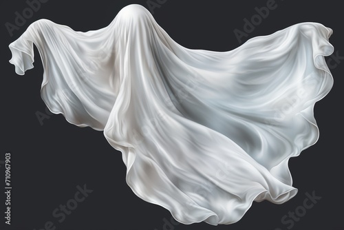 Ghost in white sheet with dark background photo