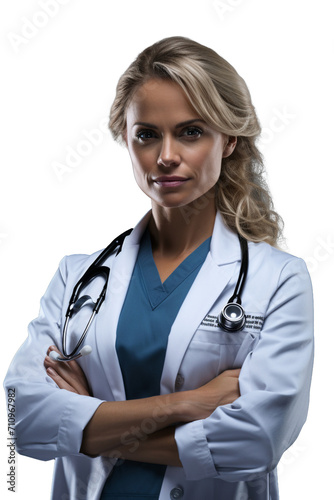 A Confidant Lady Doctor. Cutout isolated on a transparent background. PNG - AI Generative