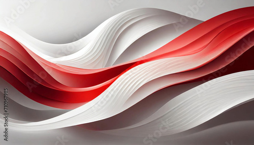 3D Light White Background with red waves and gradient effect; abstract wallpaper; elegant horizontal banner. abstract red wave background
