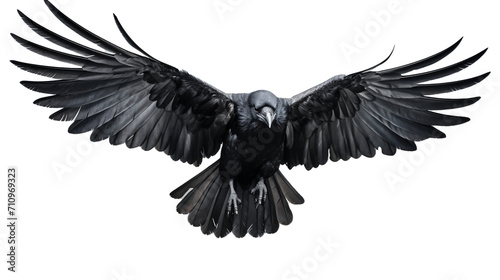 A Midnight Black Raven During Flight. Cutout isolated on a transparent background. PNG - AI Generative © Being Imaginative