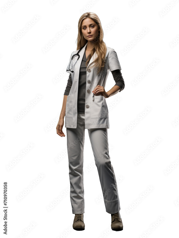 A Confident Lady Doctor. Cutout isolated on a transparent background. PNG - AI Generative A Confident Lady Doctor. Cutout isolated on a transparent background. PNG - AI Generative