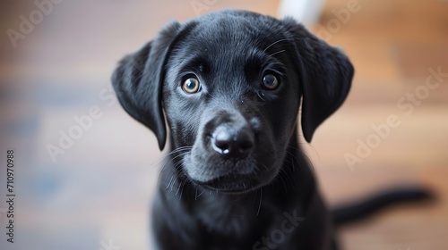 black labrador retriever dog, an adorable Labrador Retriever puppy learning new tricks, illustrating its eagerness to please and quick learning abilities photo