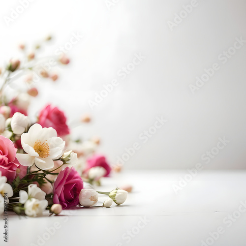cute flowers on white background, photo, square shape