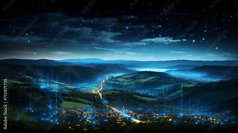 Fototapeta premium Digitales Netzwerk: Unendliche Vernetzung im Cyberspace