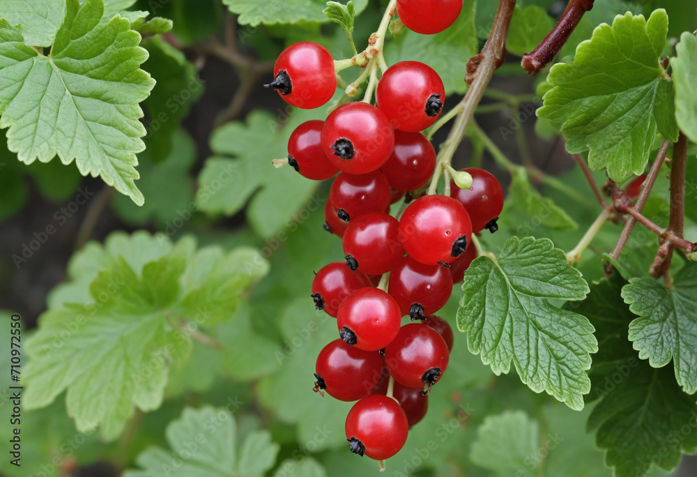 Closeup of red currant berries on a bush Closeup of red currant berries on a bush