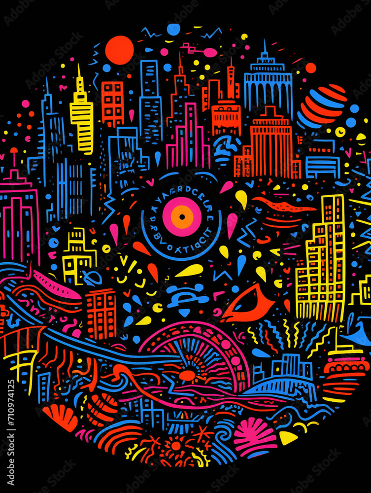 A classic film reel with each frame revealing a different iconic world city skyline created with Generative Ai A classic film reel with each frame revealing a different iconic world city skyline created with Generative Ai