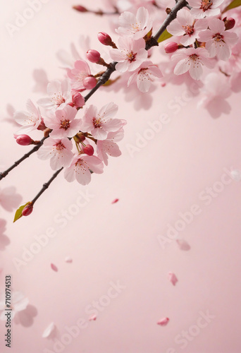 Pink cherry blossom wallpaper with flower-shaped cutouts on a soft background.