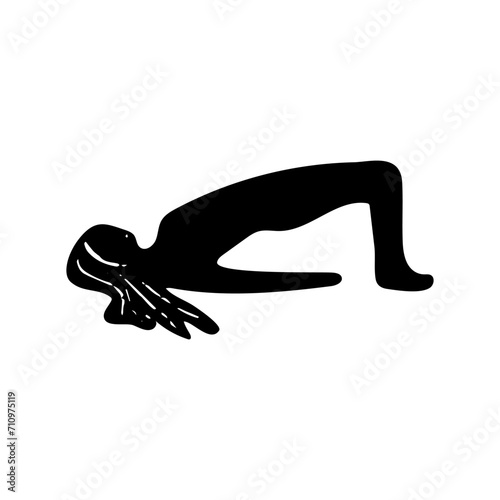 woman doing yoga. Healthy lifestyle. pilates pose vector silhouette illustrations design isolated on white background