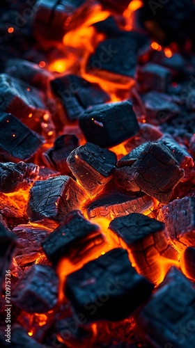 Close-Up of Grill With Hot Coals, A Detailed View of Preparing an Outdoor Barbecue