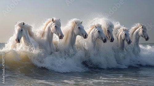 White horses in the waves. 