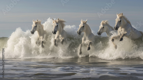 White horses in the waves. 
