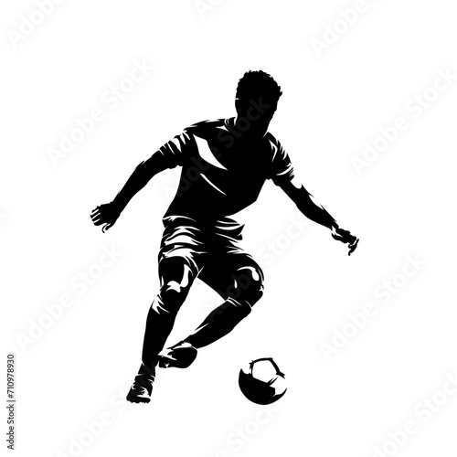 Fototapeta Naklejka Na Ścianę i Meble -  Football player, soccer, isolated vector silhouette. Team sport athlete logo