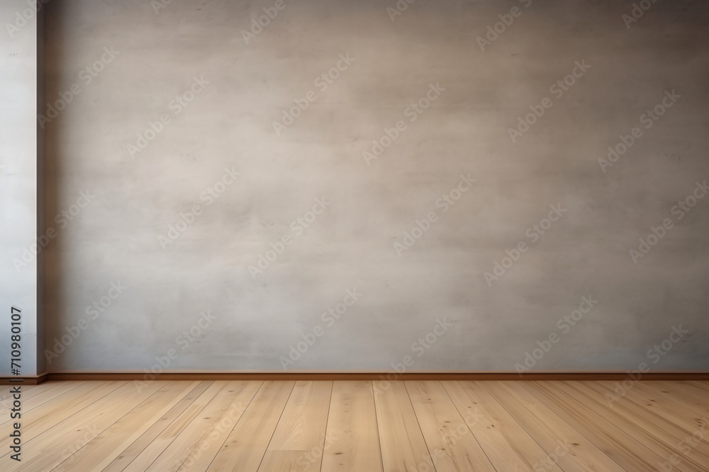 Empty room with wooden floor and concrete wall Empty room with wooden floor and concrete wall