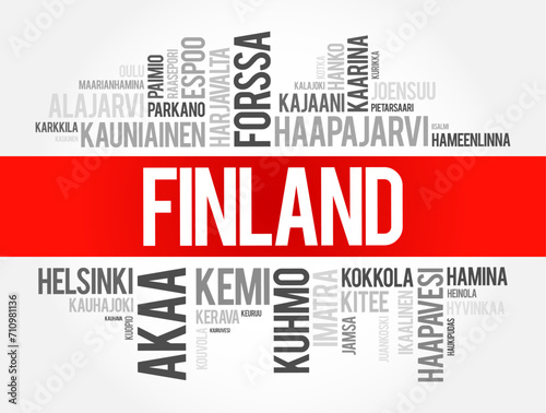 List of cities and towns in Finland, word cloud collage, business and travel concept background photo