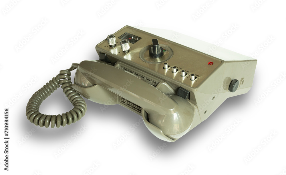 Shadow under a CB radio with old fashioned telephone receiver Shadow under a CB radio with old fashioned telephone receiver