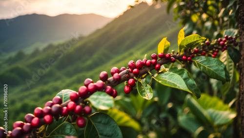 Coffee ripening on a plantation