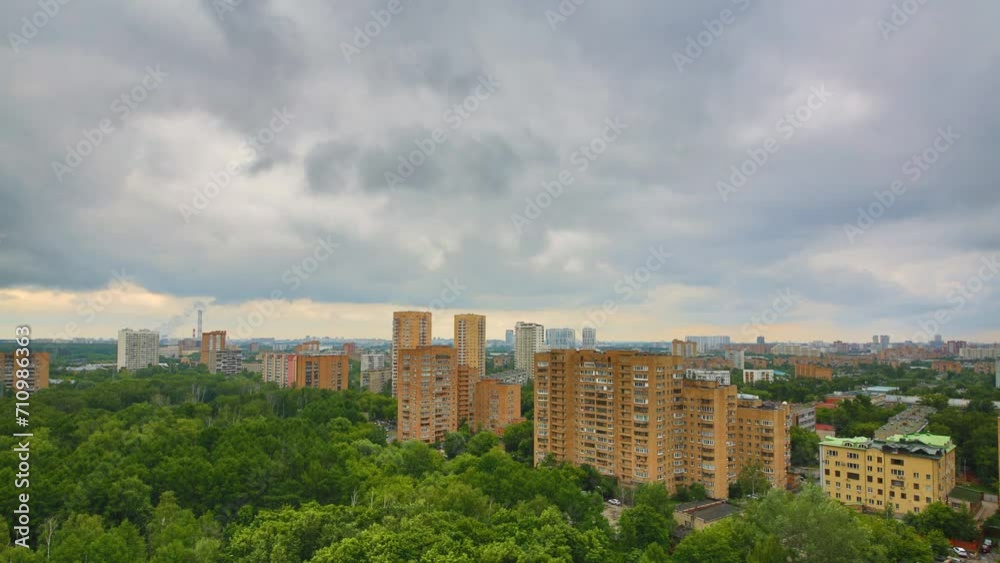 Clouds are moving fast over the district of Moscow. Time lapse. Clouds are moving fast over the district of Moscow. Time lapse.