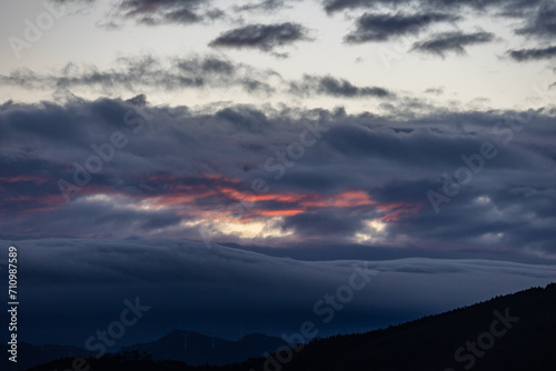 Different clouds after the storm with multiple colors and textures 